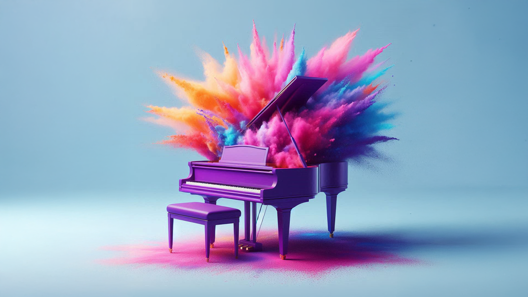 colour explosion coming from piano