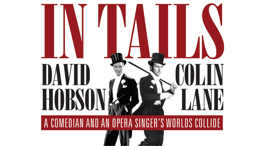 David Hobson and Colin Land stand back to back in top hat and tails.