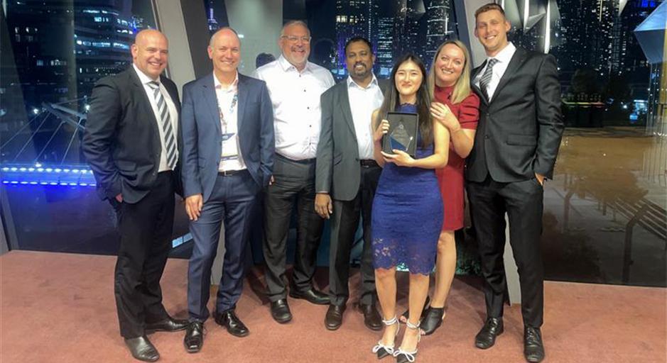Staff from The Round accept the award for Best Public Works Project over $5m at the Institute of Public Works Engineering Australia (IPWEA) Excellence Awards.