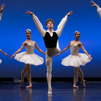 Some fun ballerinas are doing ballet, they look a bit like swans. 