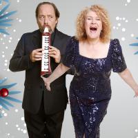 A very Christmassy image of two musicians. 