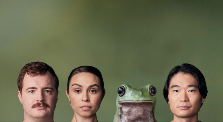 Three people and a frog - headshots