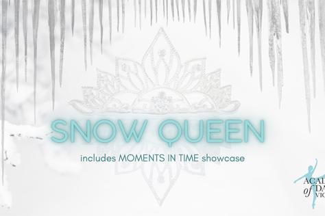 Icicles hang down over the words Snow Queen