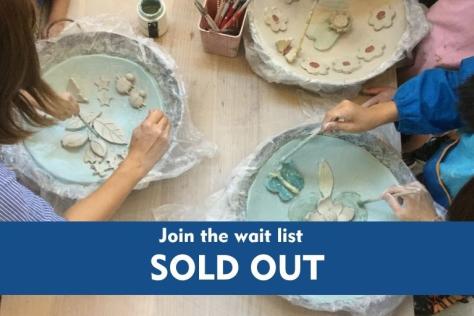family clay bird baths workshop sold out text overlay