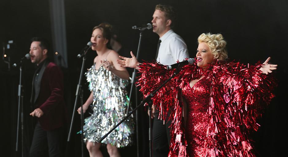 Performers on stage during the Whitehorse Carols, at The Round Soundshell. 