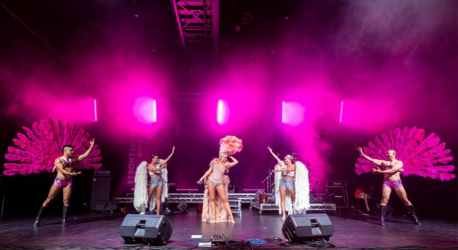 Performers on stage at The Round soundshell - Australia Day 2024