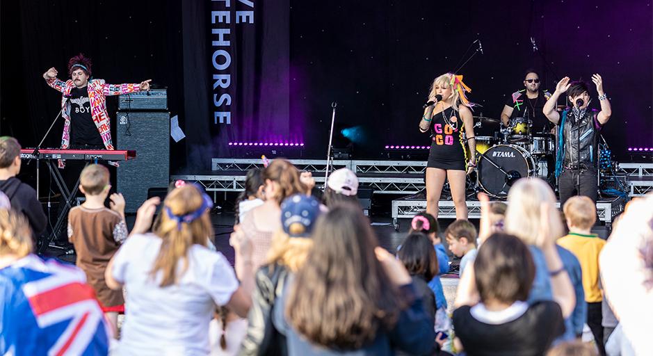 Performers on stage at The Round soundshell - Australia Day 2024