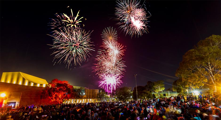 Fireworks over The Round following Australia Day event